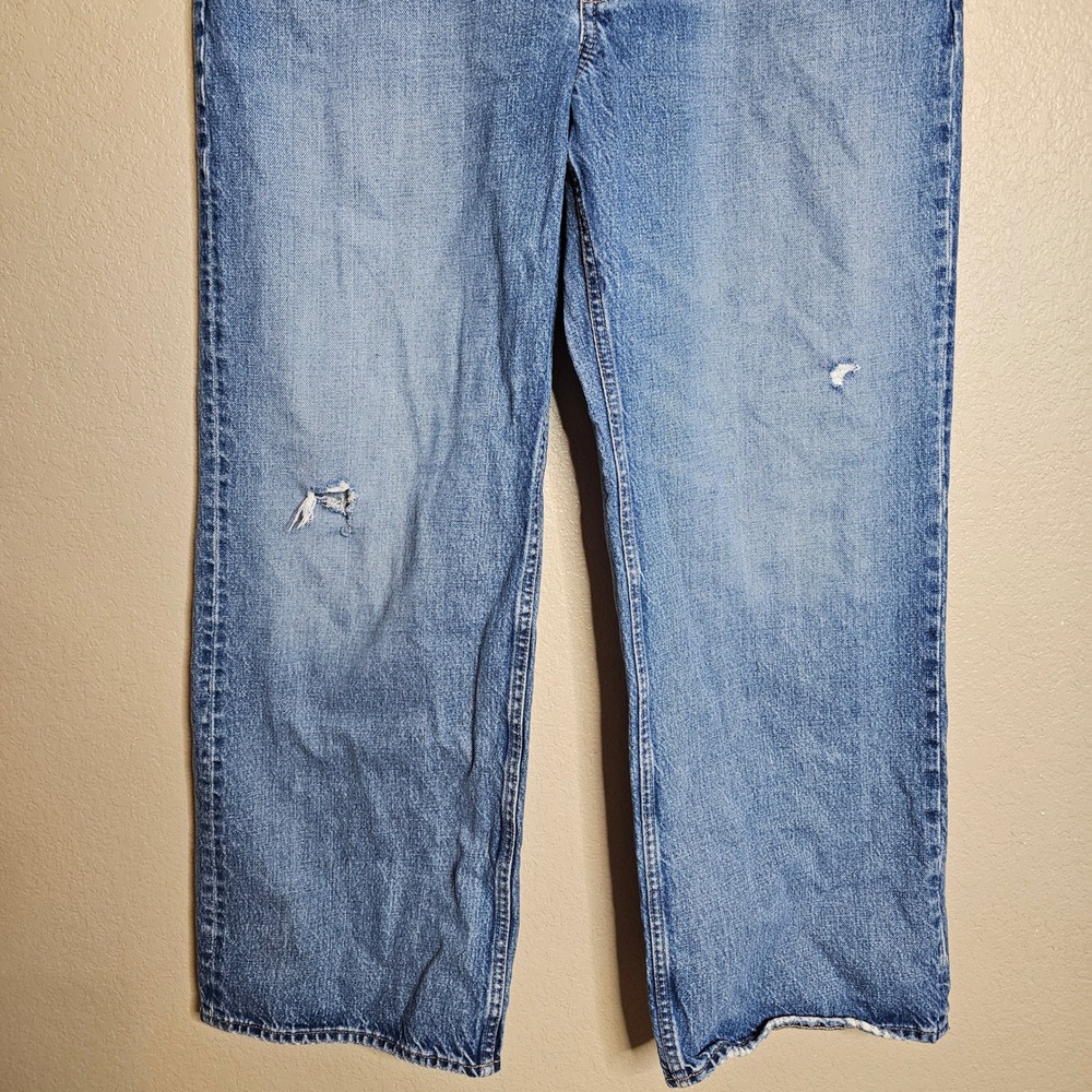 Madewell Low-Slung Baggy Jeans Size 31 Medium Wash Button Fly Distressed - Picture 4 of 15